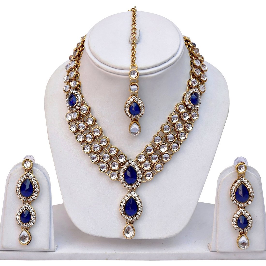 18k Gold Plated Traditional Kundan Necklace Jewellery Set