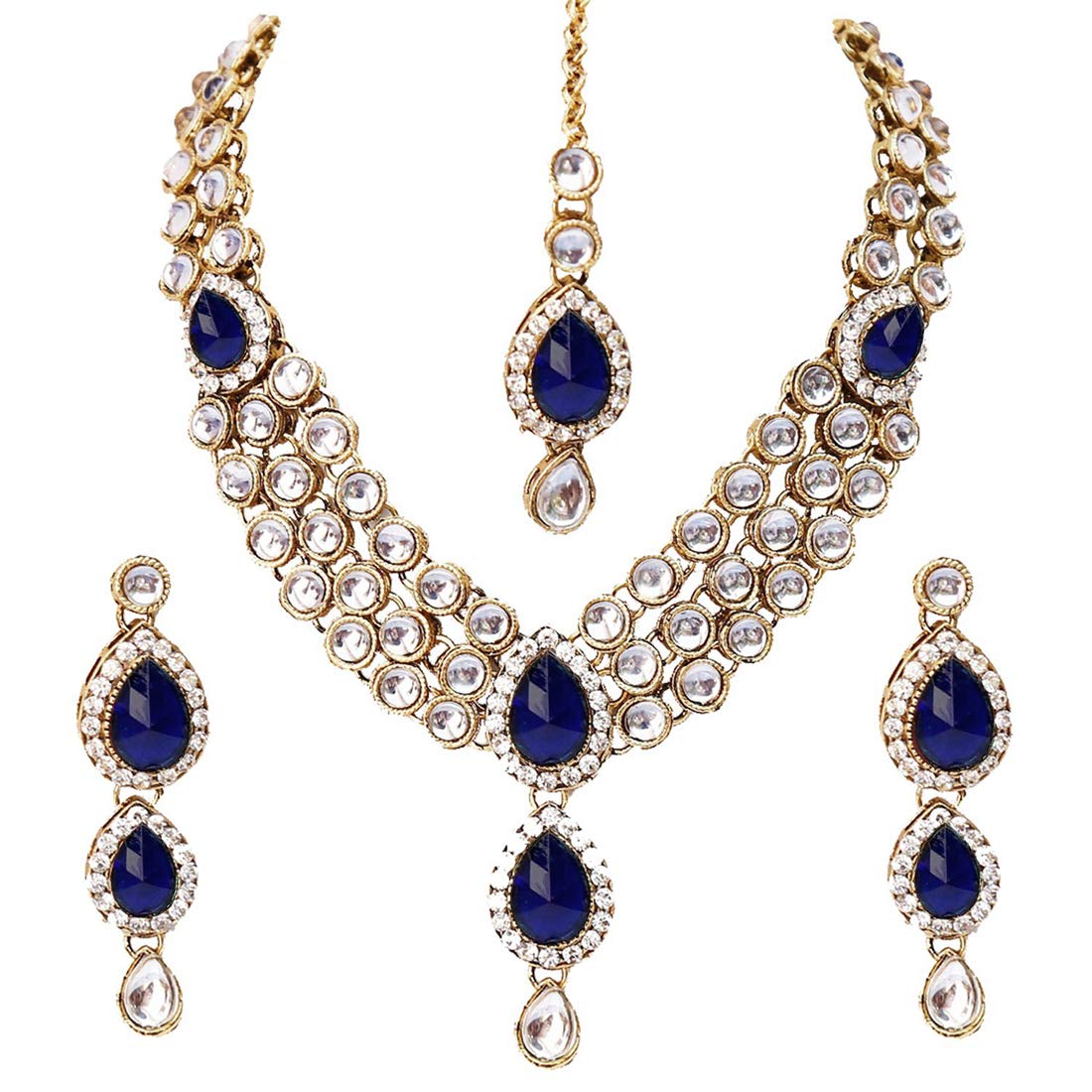 18k Gold Plated Traditional Kundan Necklace Jewellery Set