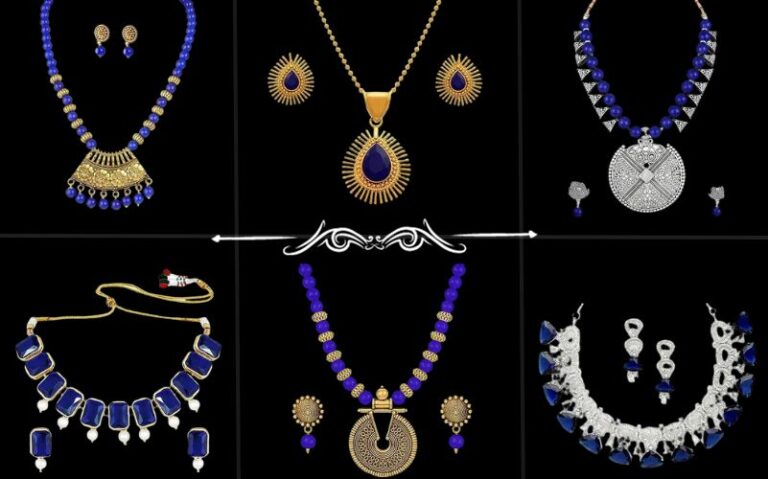 navy blue jewellery set