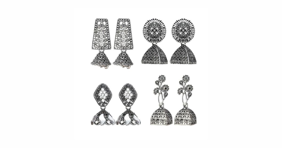 Oxidized Jhumka Earrings