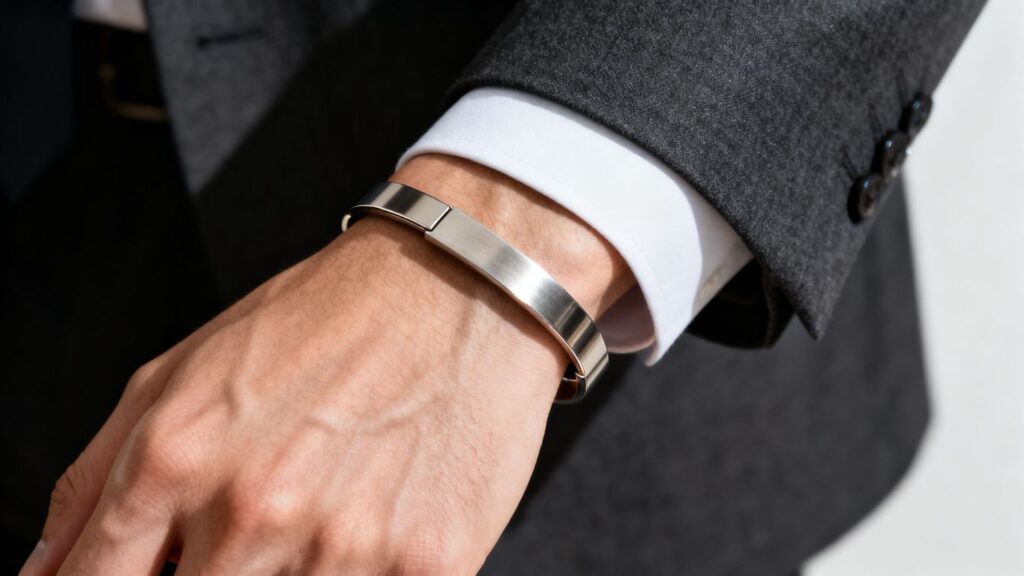 Man wearing elegant gold jewelry