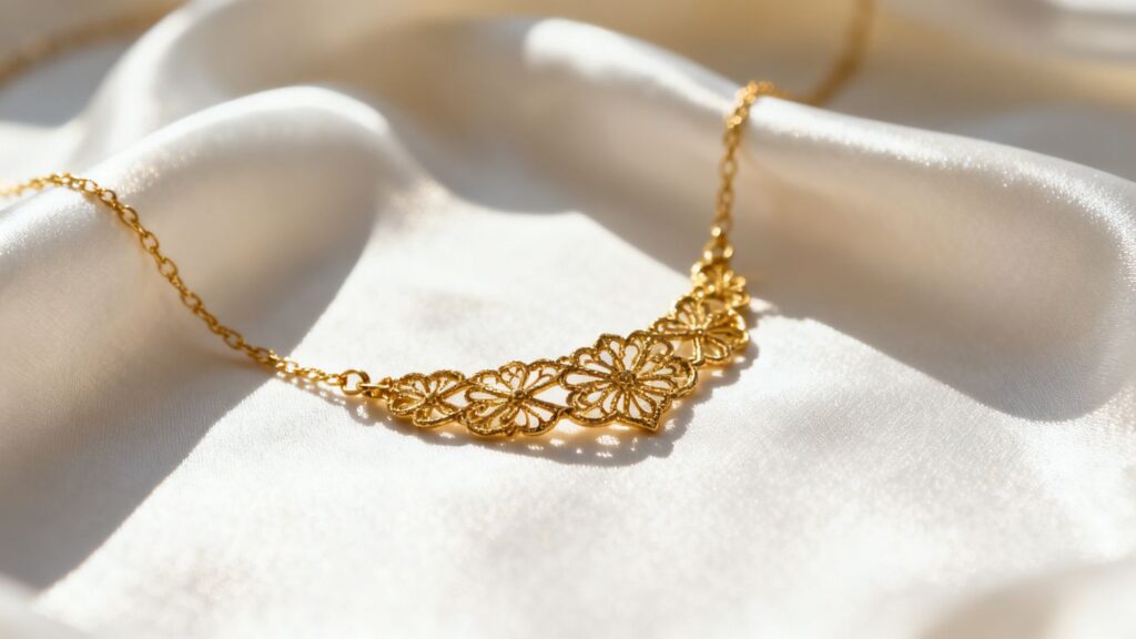 Ornamental gold necklace collection