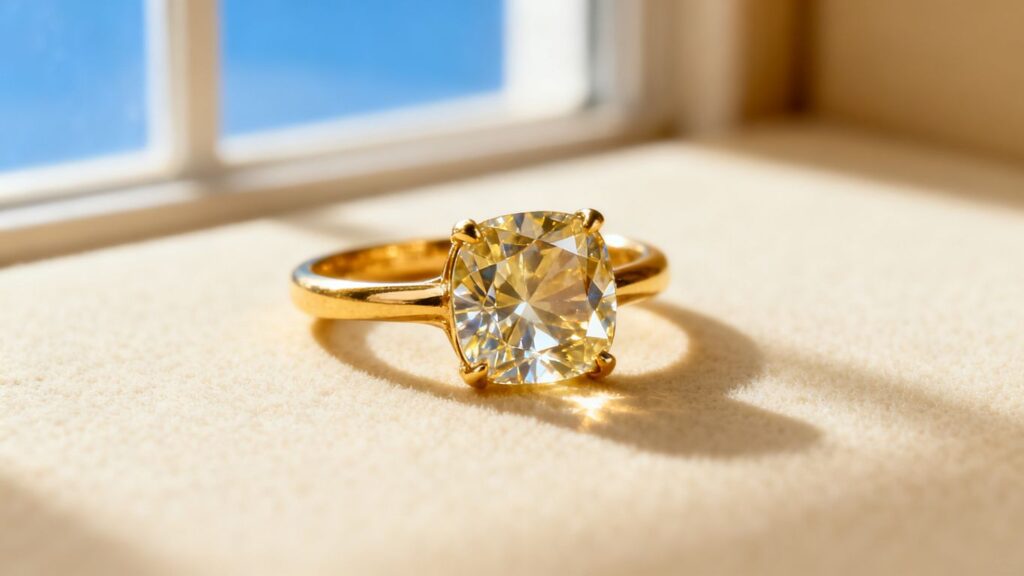 Natural zircon gemstone in jewelry setting